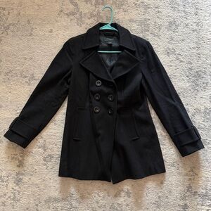 Ann Taylor Elegant Black Wool Peacoat